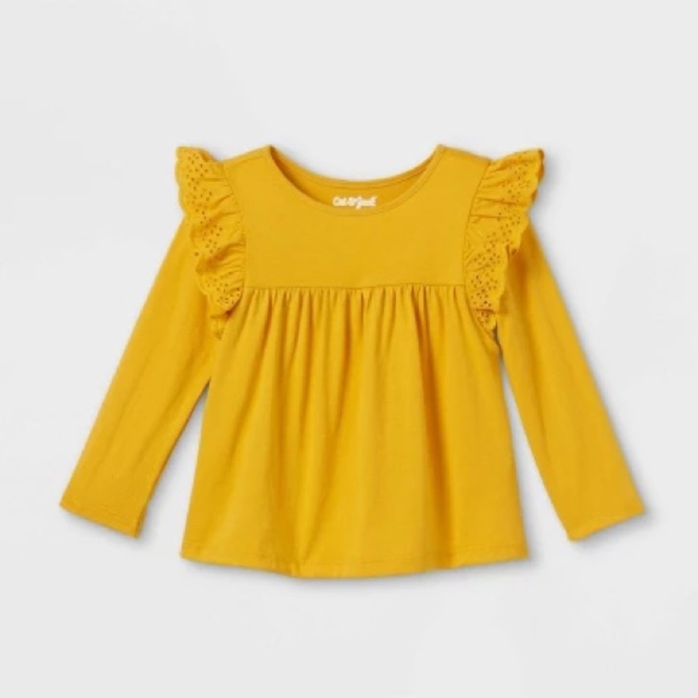 Cat & Jack Mustard Yellow Kids Ruffle Top